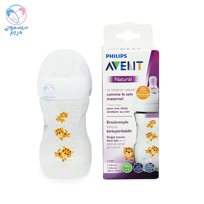 شیشه شیر طلقی 260 میلی‌‌لیتر AVENT با امکان تعویض سرشیشه برای مراحل بالاتر رشد کودک