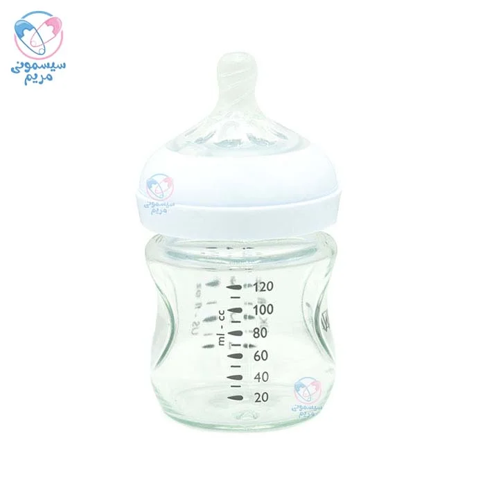 شیشه شیر پیرکس 120 میلیلیتر AVENT مجهز به سرشیشه سیلیکونی مشابه با سینه مادر