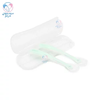 قاشق سیلیکونی 2 عددی با قاب کیکابو Kikkaboo سبز