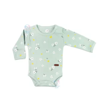 لباس نوزادی آشور Ashoor طرح گل زیر دکمه آستین بلند