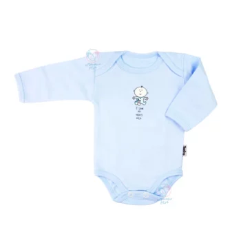 لباس نوزادی تاپ لاین topline زیر دکمه آستین بلند آبی