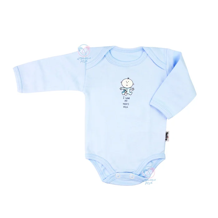 لباس نوزادی تاپ لاین topline زیر دکمه آستین بلند آبی