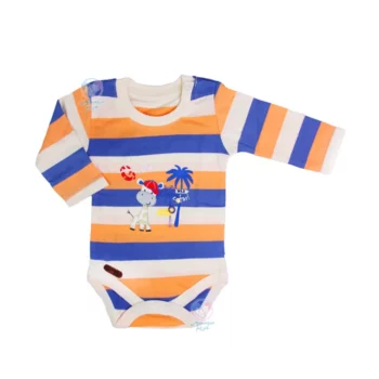 لباس نوزادی راه راه آشور Ashoor طرح زرافه زیر دکمه آستین بلند