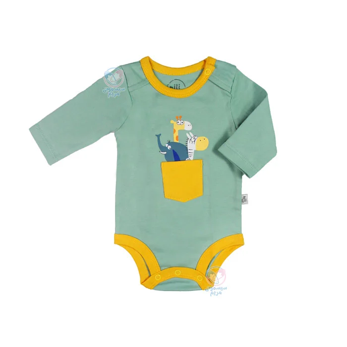 لباس نوزادی نیلی Nili ZOO زیر دکمه آستین بلند