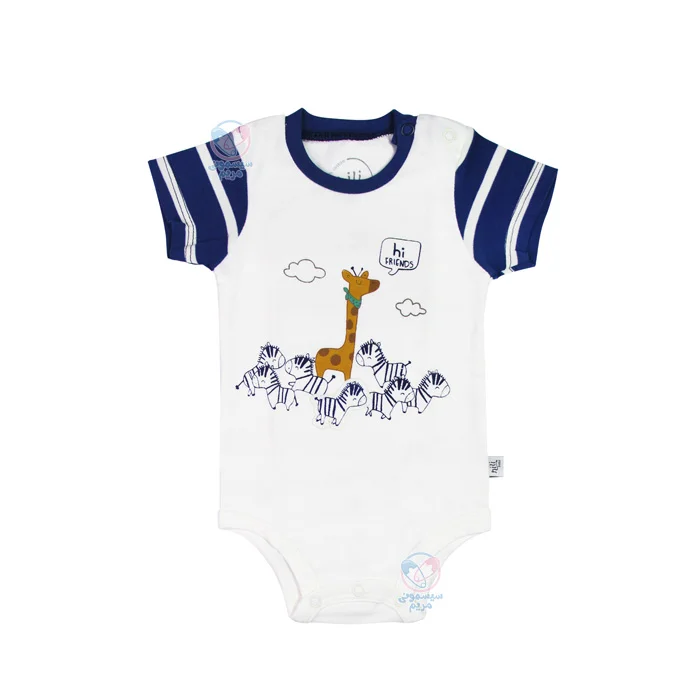 لباس نوزادی نیلی Nili طرح فرندز زرافه زیر دکمه آستین بلند