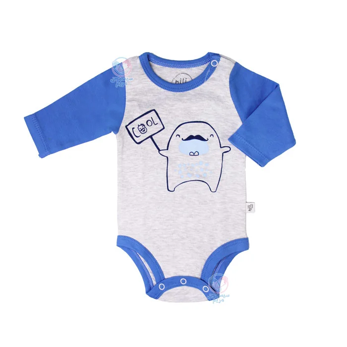 لباس نوزادی نیلی Nili طرح هیولا زیر دکمه آستین بلند