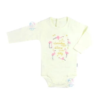 لباس نوزادی کوکالو Cocalo طرح فلامینگو زیر دکمه آستین بلند