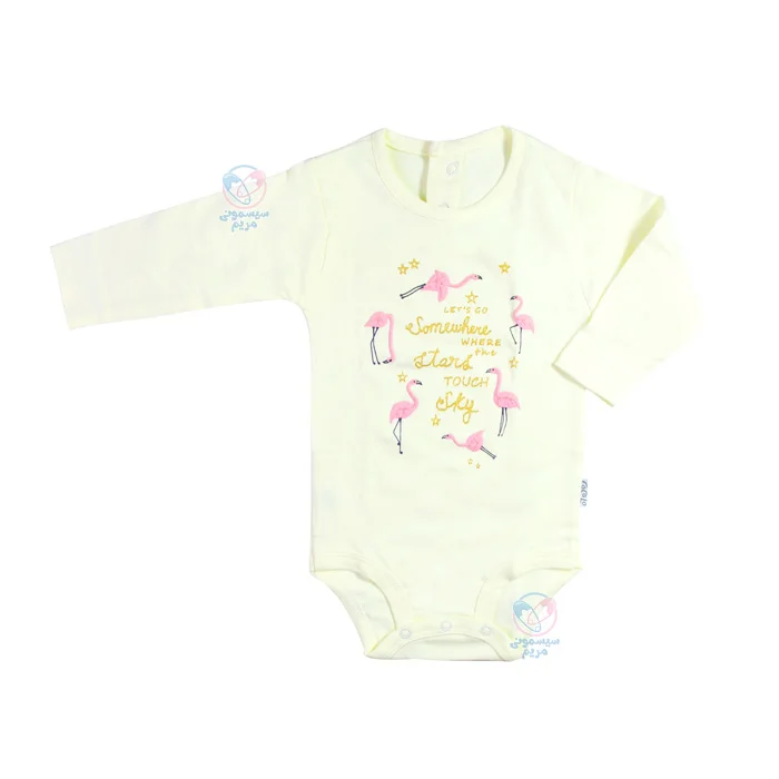 لباس نوزادی کوکالو Cocalo طرح فلامینگو زیر دکمه آستین بلند