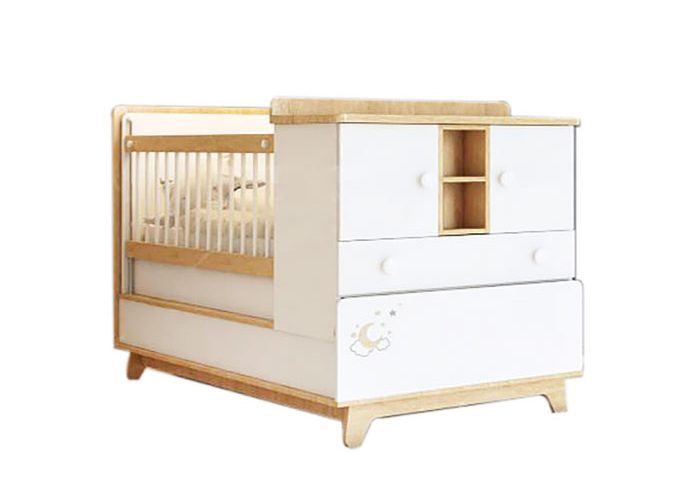 تخت نوزاد نوجوان Bambino Moon Star، قابل استفاده به عنوان تخت کنار مادر