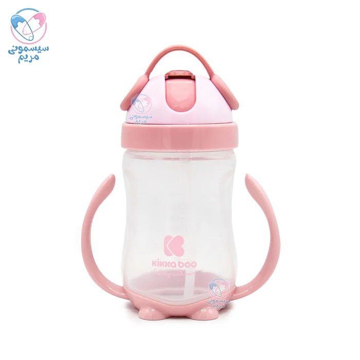 لیوان نی دار و دسته دار 300 میلی لیتر کیکابو kikkaboo صورتی