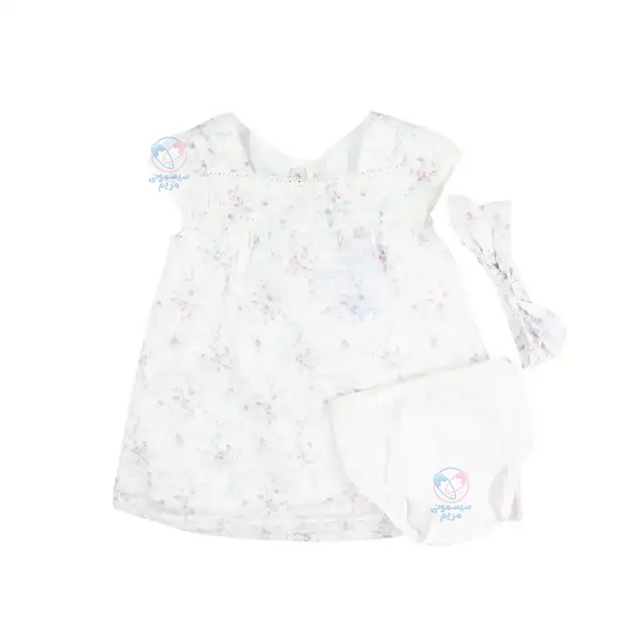 شامل سه تکه، از جمله پیراهن، شورت و تل دخترانه