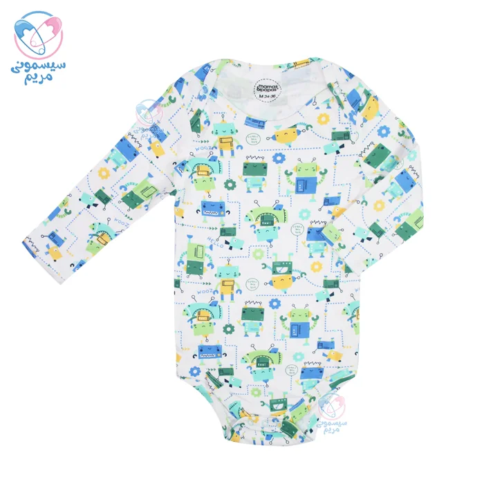 پک زیر دکمه آستین بلند سه عددی ماماس اند پاپاس Mamas&Papas طرح ربات