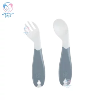 قاشق و چنگال سر کج بیبی جم Babyjem سفید