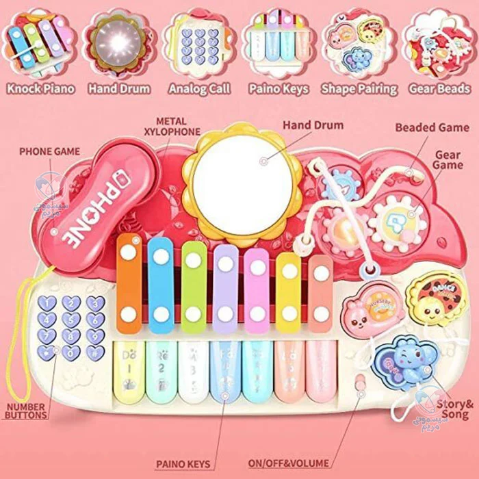 پیانو موزیکال چراغدار سوببر Sobebear 512 قرمز