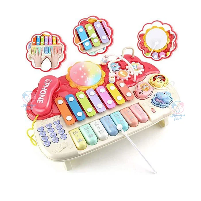 پیانو موزیکال چراغدار سوببر Sobebear 512 قرمز