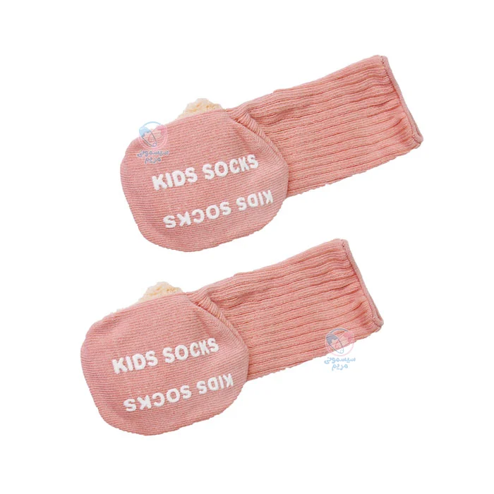 جوراب استپ دار خرسی ساق بلند Medium صورتی