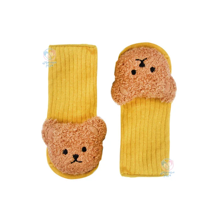 جوراب استپ دار خرسی ساق بلند Small خردلی