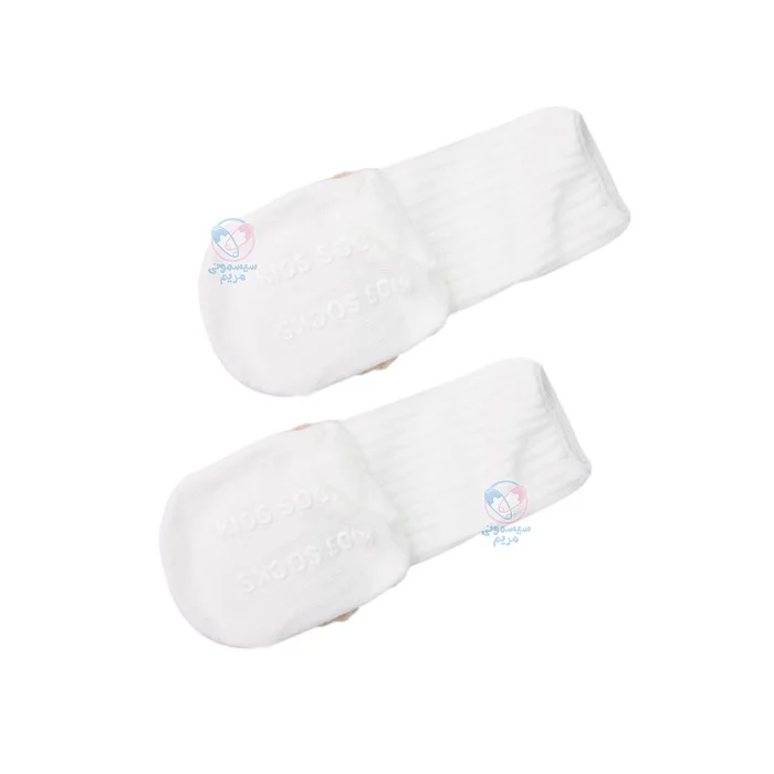 جوراب استپ دار خرسی ساق بلند Small سفید