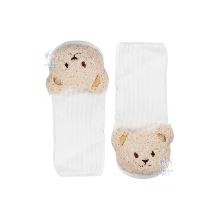 جوراب استپ دار خرسی ساق بلند Small سفید