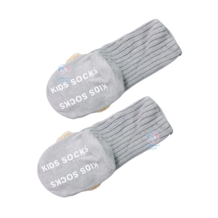 جوراب استپ دار خرسی ساق بلند Small طوسی