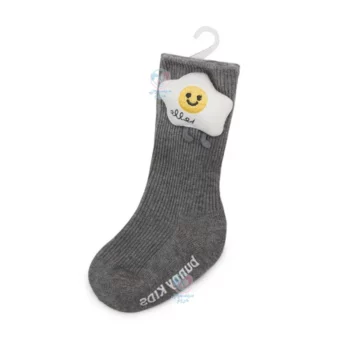 جوراب ساق بلند عروسکی استپ دار 6 تا 12 ماه ییکاتو yikatu طوسی