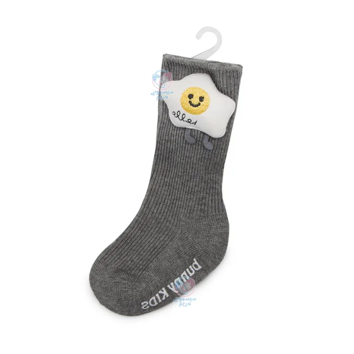 جوراب ساق بلند عروسکی استپ دار 6 تا 12 ماه ییکاتو yikatu طوسی