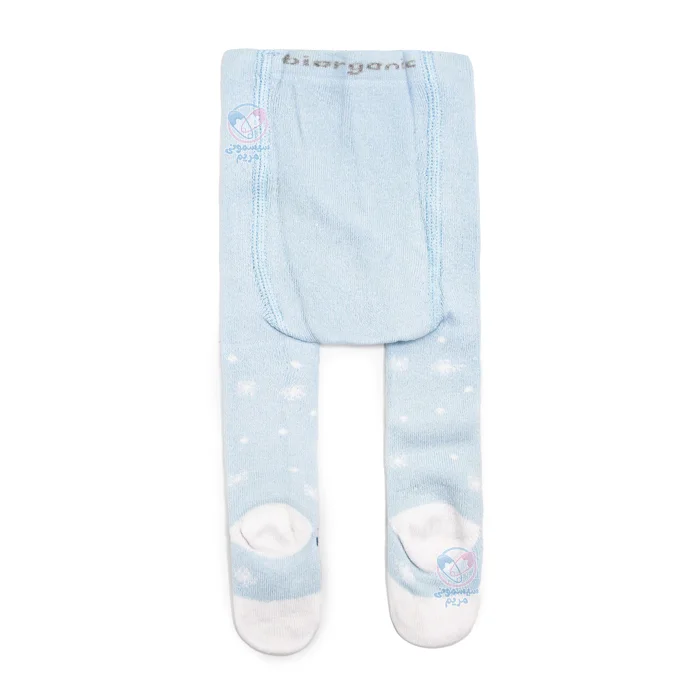 جوراب شلواری توکرکی بی ارگانیک Bi Organic سایز 0 تا 6 ماه آبی طرحدار