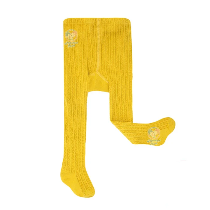 جوراب شلواری پشت طرح دار سایز Small خردلی