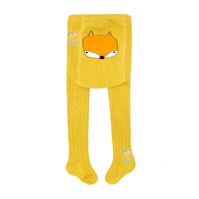 جوراب شلواری پشت طرح دار سایز Small خردلی