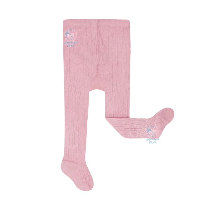 جوراب شلواری پشت طرح دار سایز Small صورتی