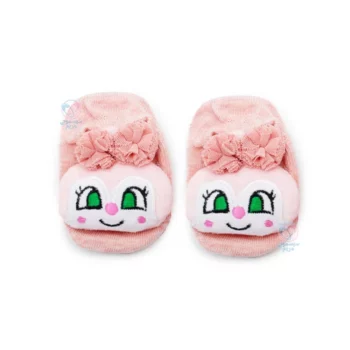 جوراب نقلی استپ دار طرح خندان چشم درشت صورتی