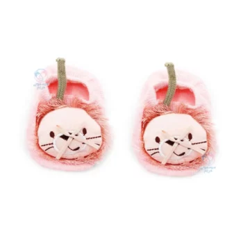 جوراب نقلی استپ دار طرح شیر صورتی