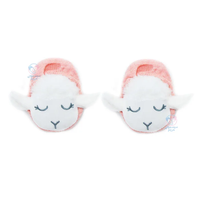 جوراب نقلی استپ دار طرح گوسفند صورتی