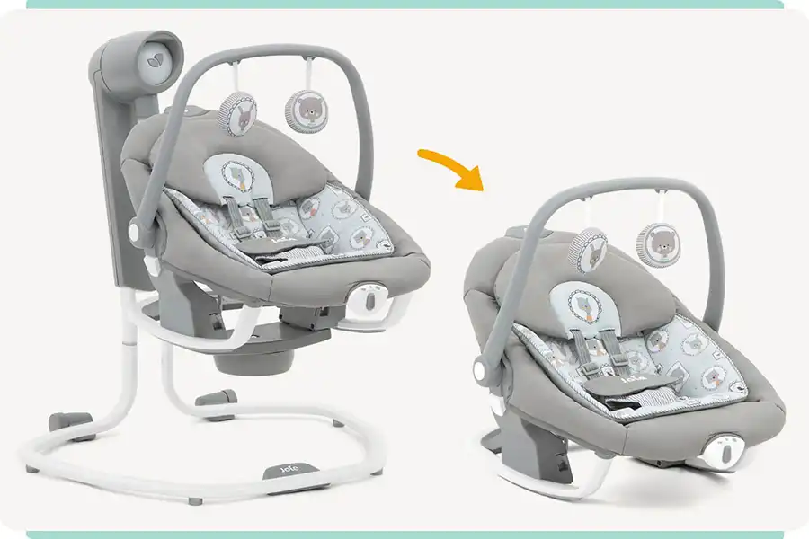 گهواره برقی جویی با  قابلیت تنظیم ارتفاع، تاب خوردن در جهات مختلف و اتصال به بلوتوث