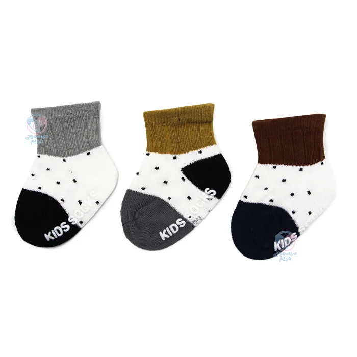 جوراب خالدار پاشنه رنگی سه عددی 1187