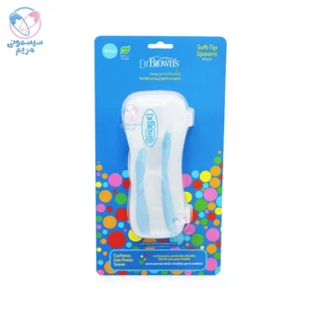 قاشق سیلیکونی دو عددی با قاب دکتر براون Dr. Brown's آبی