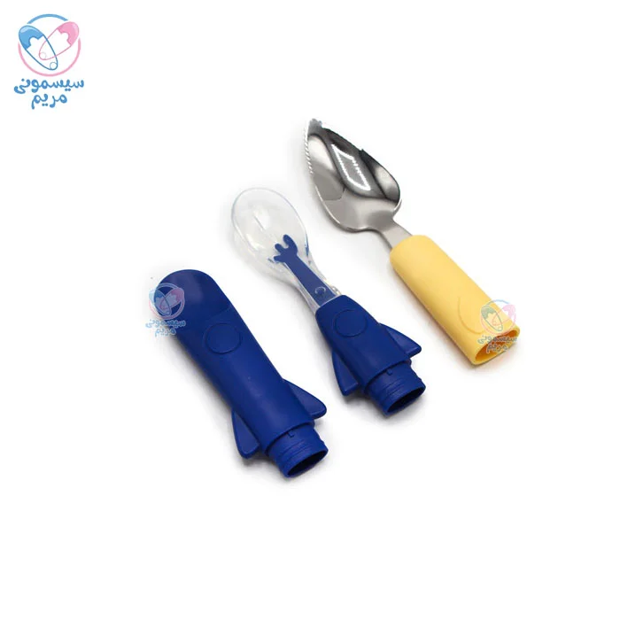 قاشق دو سر طرح هواپیما قابدار سرمه ای