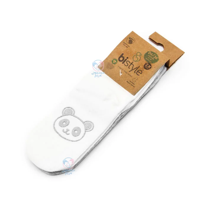 جوراب استپ دار دو عددی 10104 بی استایل Bistyle سفید طوسی