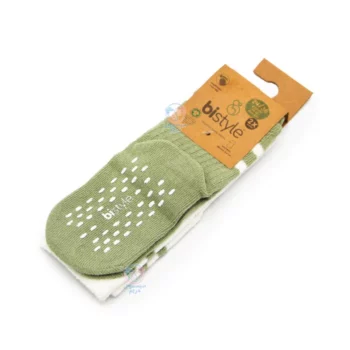 جوراب استپ‌دار دو عددی بی استایل 10125 Bistyle سبز و سفید