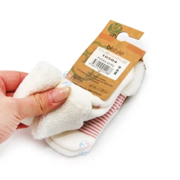 جوراب حوله ای دو عددی بی استایل 10504 Bistyle سفید صورتی