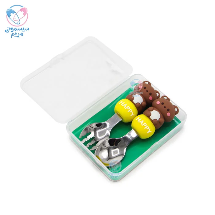 قاشق و چنگال استیل قابدار دسته کوتاه خرس