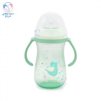 لیوان دسته دار و نی دار 300 میل Dino کیکابو Kikkaboo سبز