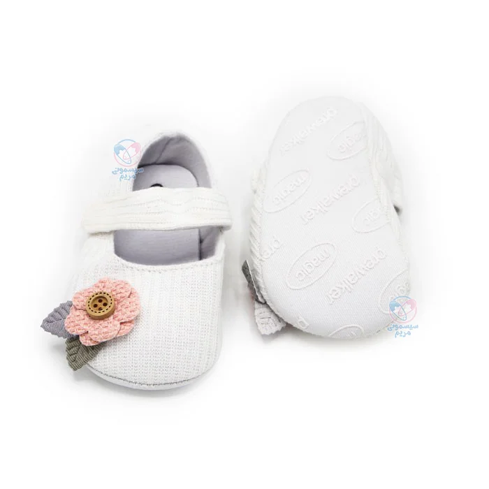پاپوش گل ریز و دکمه مستر شوز Mrshoes سفید