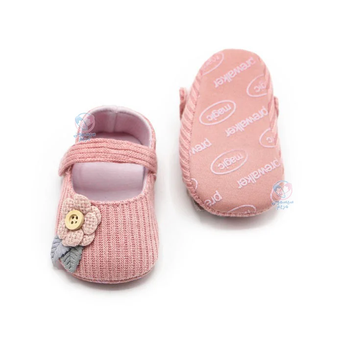 پاپوش گل ریز و دکمه مستر شوز Mrshoes صورتی