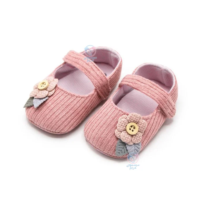 پاپوش گل ریز و دکمه مستر شوز Mrshoes صورتی