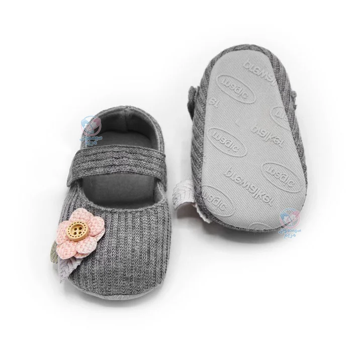 پاپوش گل ریز و دکمه مستر شوز Mrshoes طوسی