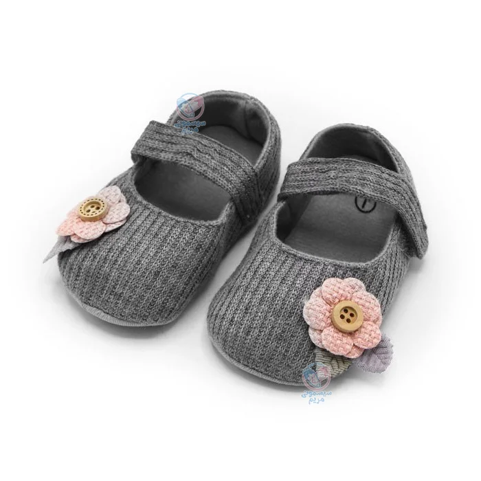 پاپوش گل ریز و دکمه مستر شوز Mrshoes طوسی