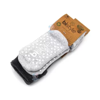 جوراب حوله ای دو عددی بی استایل Bistyle 10503 طوسی ذغالی