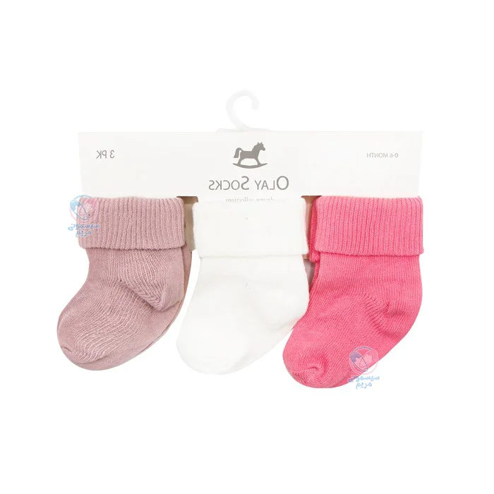 جوراب سه عددی اولای Olay 7010029 سفید کالباسی صورتی