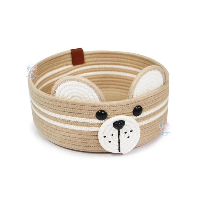 سبد لوسیون کنفی گرد بزرگ خرس با بافت کنفی طبیعی و باکیفیت